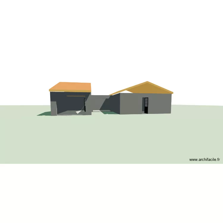 extension garage + pi&egrave;ce. Plan de 3 Pièces et 65 m²