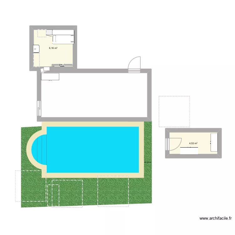 Pi&egrave;ce secr&egrave;te. Plan de 2  et 11 m²