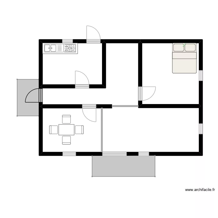 rdc ferdinand. Plan de 3 Pièces et 55 m²