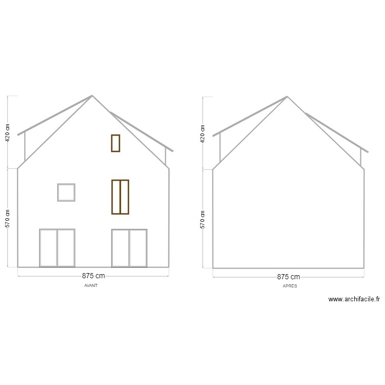 facade sud sarty. Plan de 2 pièces et 136 m2