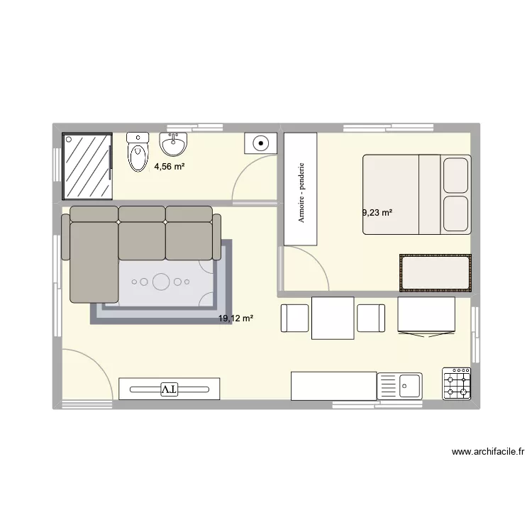 Plan Kongola. Plan de 3 Pièces et 33 m² Plan Kongola. Plan de 3 Pièces et 33 m²
