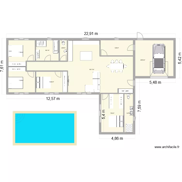 maison 9. Plan de 10  et 165 m²