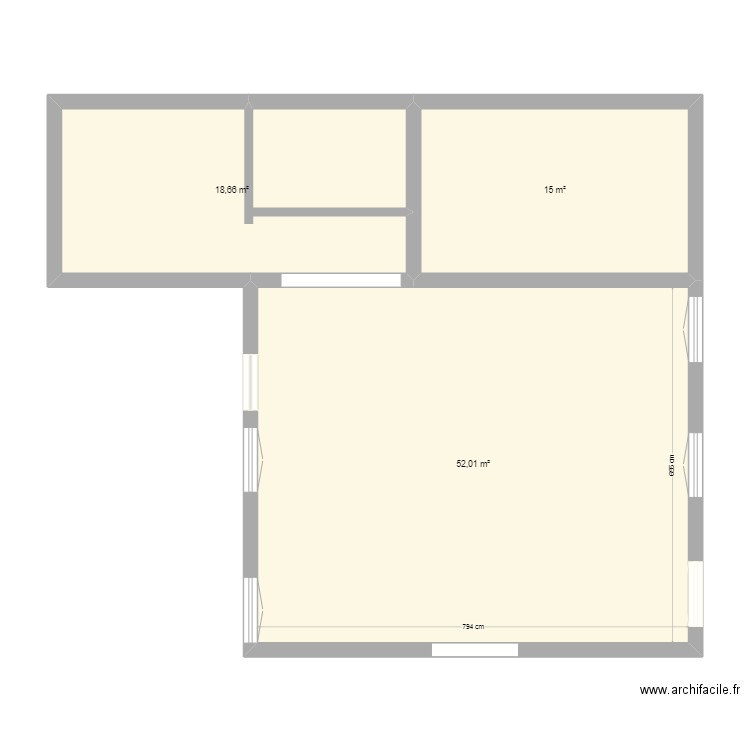loft. Plan de 3 pièces et 86 m2