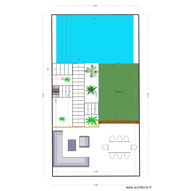 PROJET JARDIN. Plan de 1 pièce et 65 m2