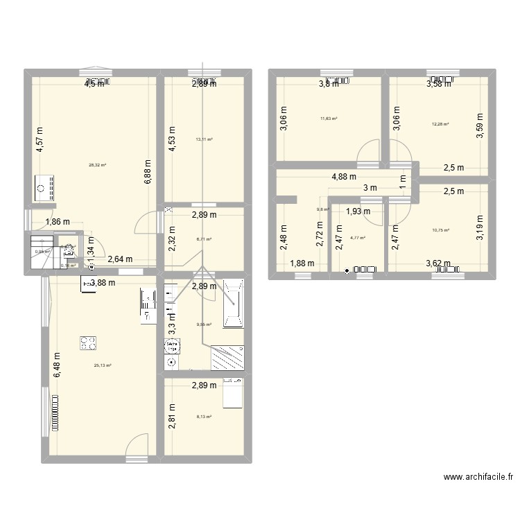 jeramel 2. Plan de 14 pièces et 142 m2