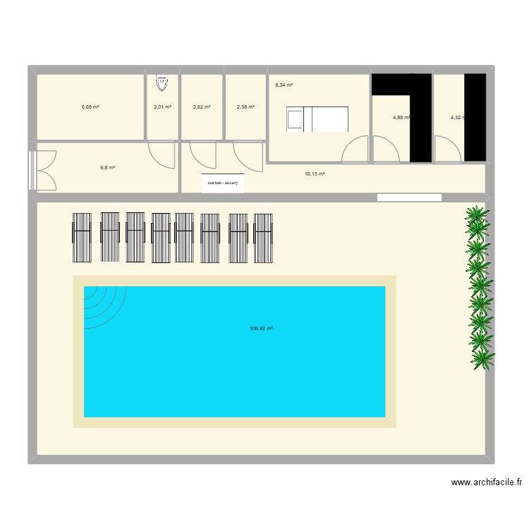 plan berry piscine. Plan de 10 pièces et 155 m2