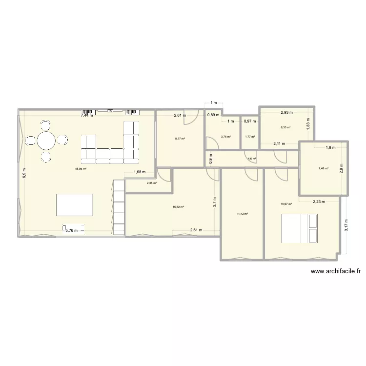 Version 5/1. Plan de 11 pièces et 124 m²