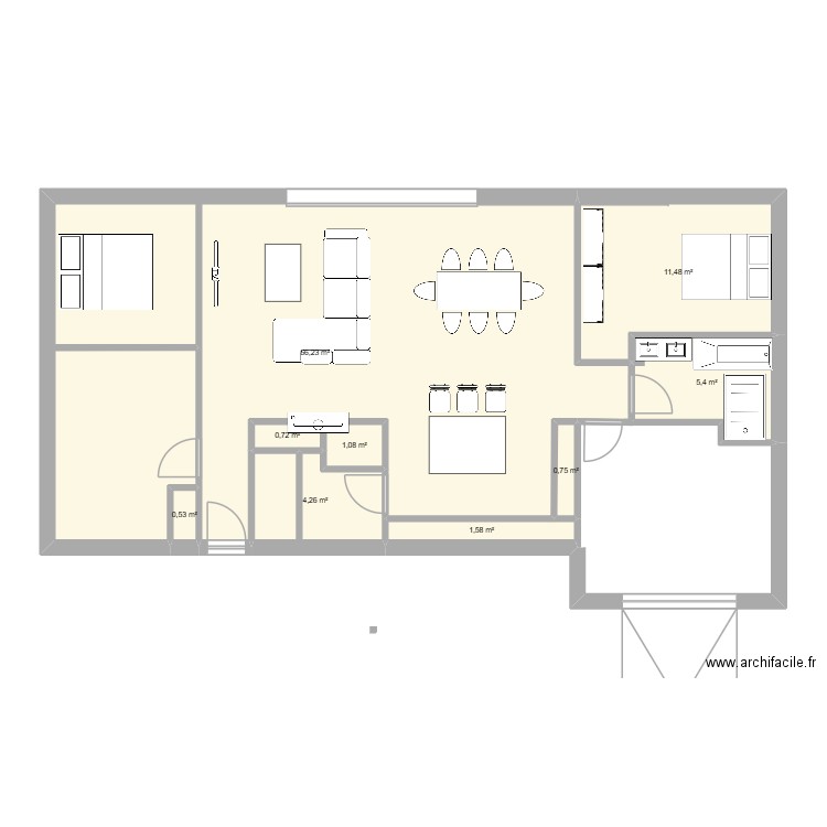 PLAN1. Plan de 9 pièces et 92 m2
