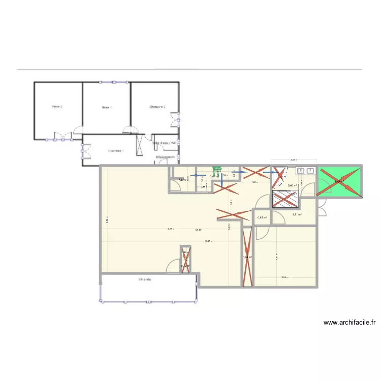 calepinage3_dim. Plan de 9 Pièces et 85 m²