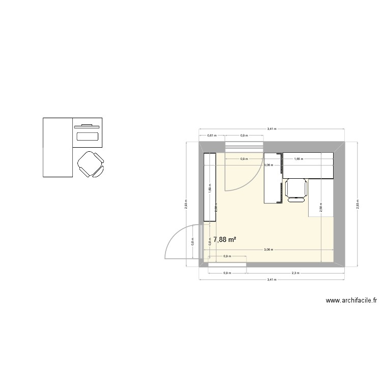 Bureau Atelier EDVM. Plan de 1 pièce et 8 m2