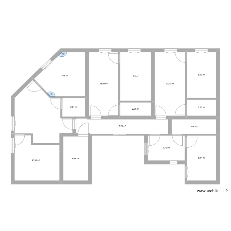 SCI LES CEDRES ETAGE 3_V1. Plan de 14 pièces et 104 m2