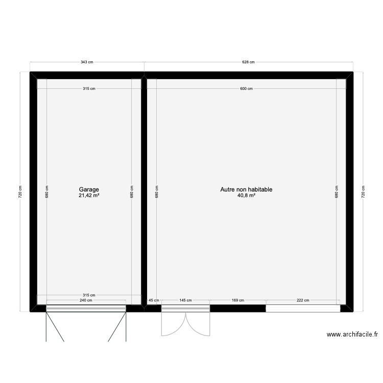 Poissy 3. Plan de 2 pièces et 62 m2