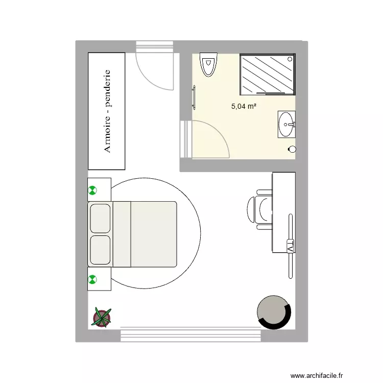 chambre de base. Plan de 1 Pièce et 5 m² chambre de base. Plan de 1 Pièce et 5 m²