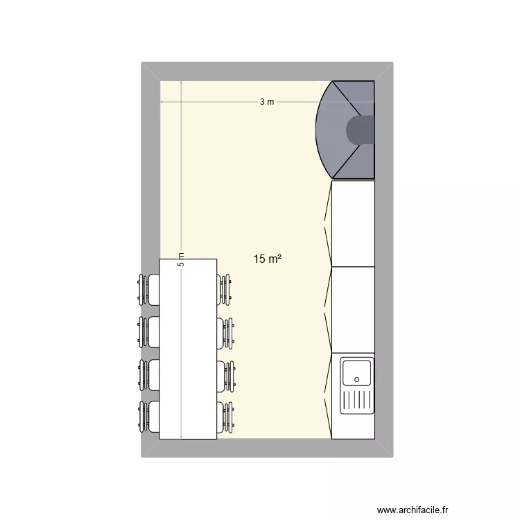cuisine. Plan de 1 pièce et 15 m² cuisine. Plan de 1 pièce et 15 m²