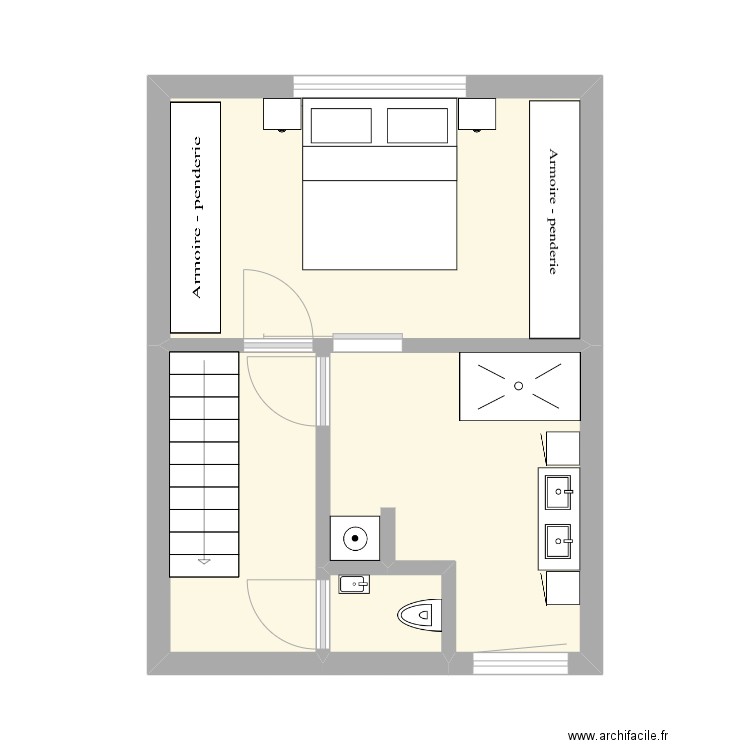 Plan 2ème Incourt. Plan de 3 pièces et 29 m2