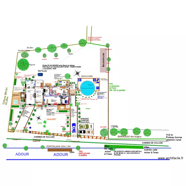 Projet finalis&eacute; 2025/2026 RDC sur&eacute;lev&eacute; 2T4 et 1T3. Plan de 1  et 31 m²