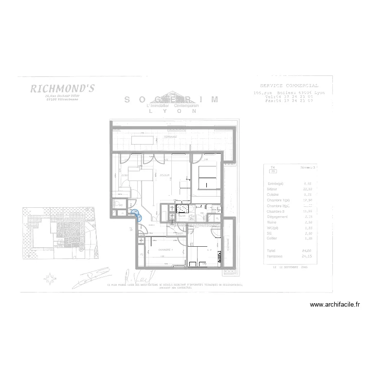 Palais Ollier. Plan de 15  et 117 m²