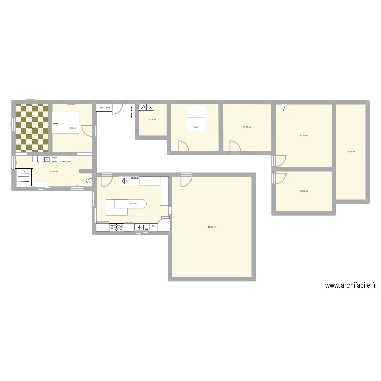 Maison n°2. Plan de 11 pièces et 181 m2