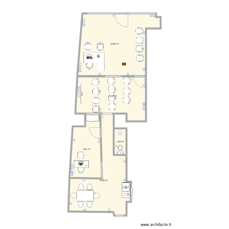 Bureau Anger. Plan de 5 pièces et 64 m2