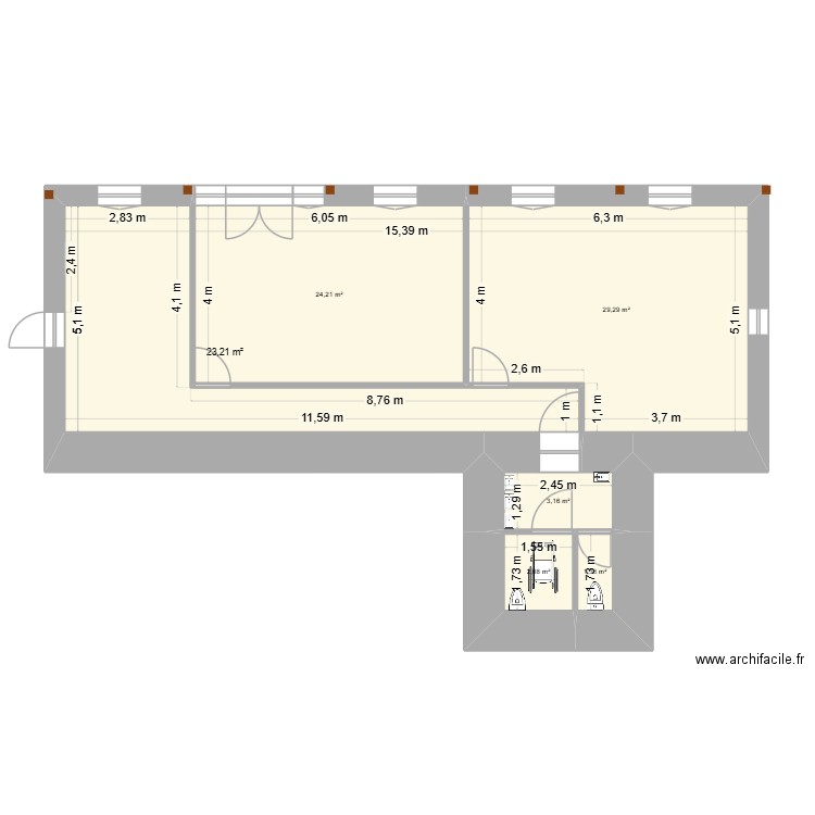 Ecole3bis. Plan de 6 pièces et 84 m2