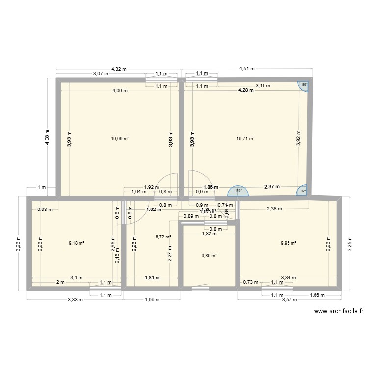 2éme étage chalet Beau Site. Plan de 6 pièces et 63 m2