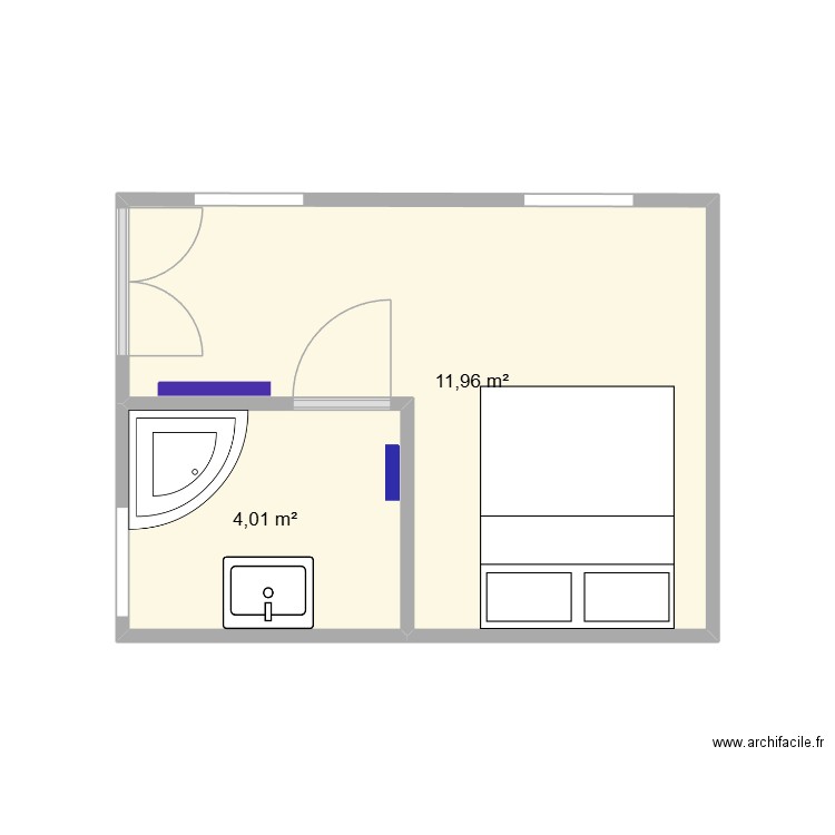 manu1. Plan de 2 pièces et 16 m2