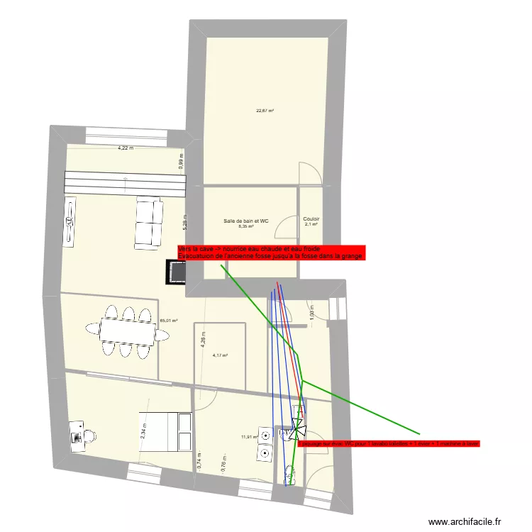 Maison plan plomerie. Plan de 