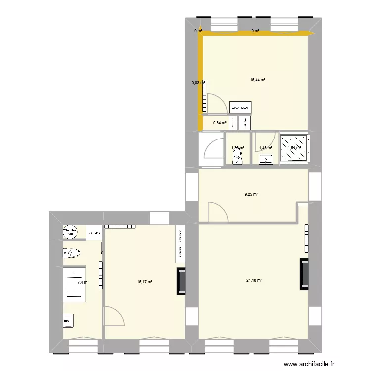 Soleil - Marion & Quentin. Plan de 12  et 74 m²