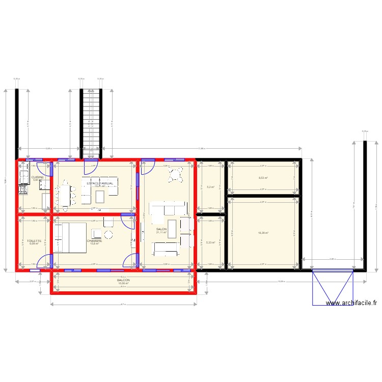 MAC DEFINIF. Plan de 10 pièces et 112 m2