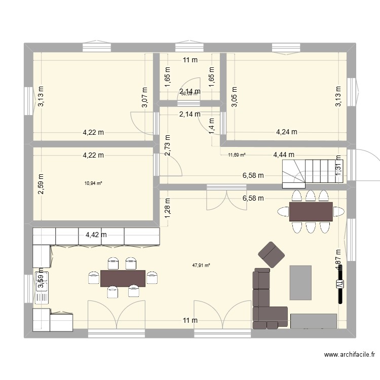 maison. Plan de 4 pièces et 101 m2