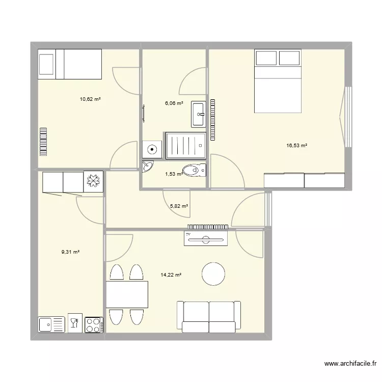 LAGUIN Original. Plan de 7  et 64 m²