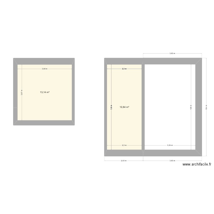 ma maison. Plan de 2 pièces et 26 m2