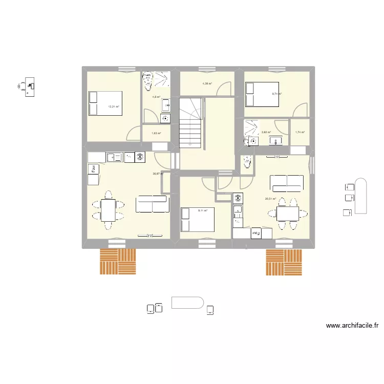 maison st hilaire nv1.. Plan de 10  et 105 m²