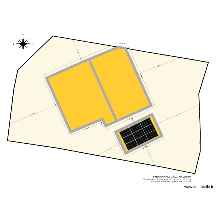 PERSICOT Olivier. Plan de 3 pièces et 103 m2