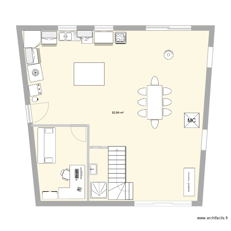 Chavrdc. Plan de 1 pièce et 81 m2