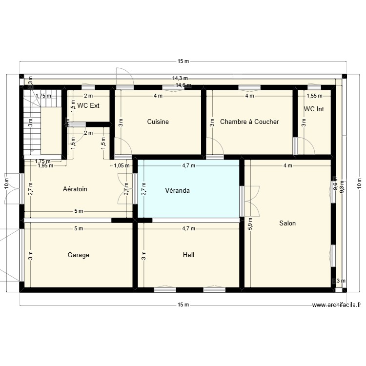 Plan 15 * 10 46 88 89 15 1. Plan de 11 pièces et 126 m2