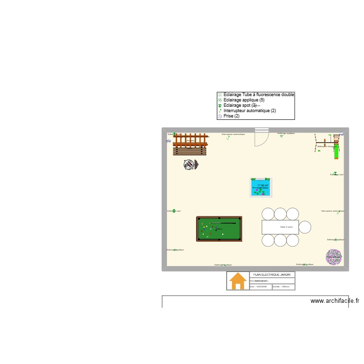 plan electrique jardin. Plan de 1 pièce et 78 m2