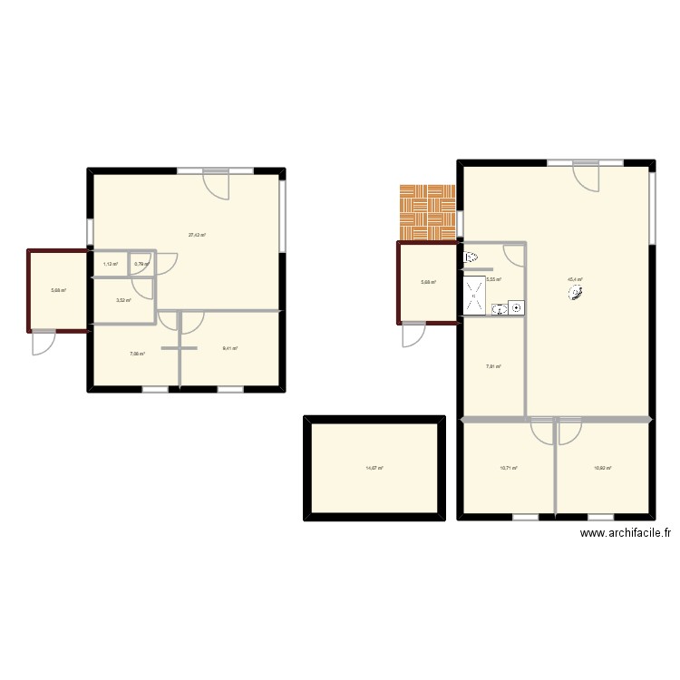 Talaris futur. Plan de 14 pièces et 156 m2