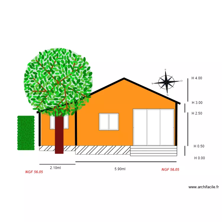 facade NORD      chalet 37. Plan de 