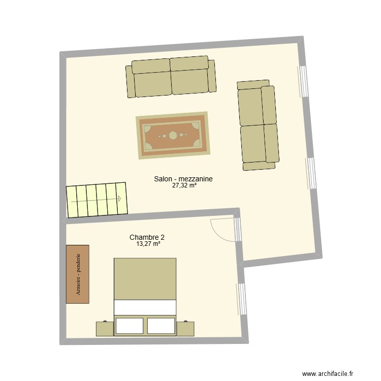 Plan Avroy 4ème étage. Plan de 2 pièces et 41 m2