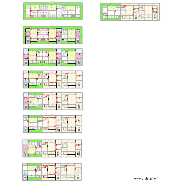 Jacqueville duplex. Plan de 344 pièces et 4656 m2