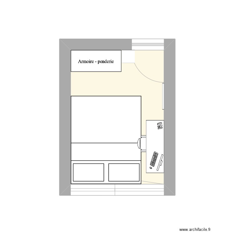 Chambre Flora. Plan de 1 pièce et 6 m2