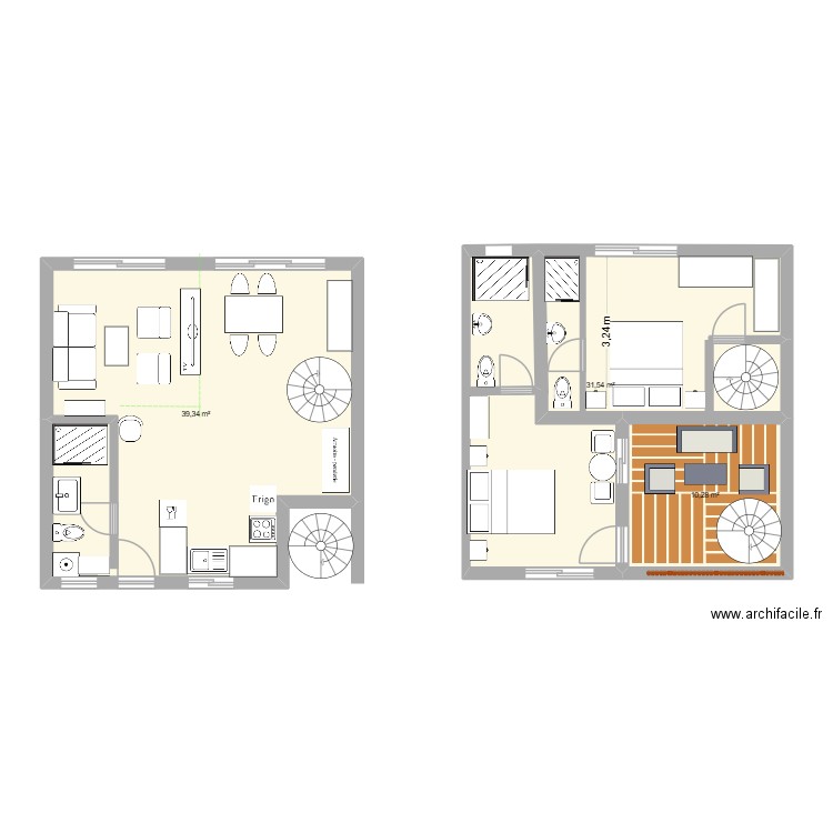 neuf 4.1. Plan de 3 pièces et 81 m2