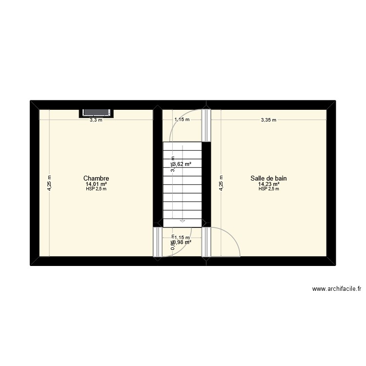 premiere etage. Plan de 4 pièces et 33 m2