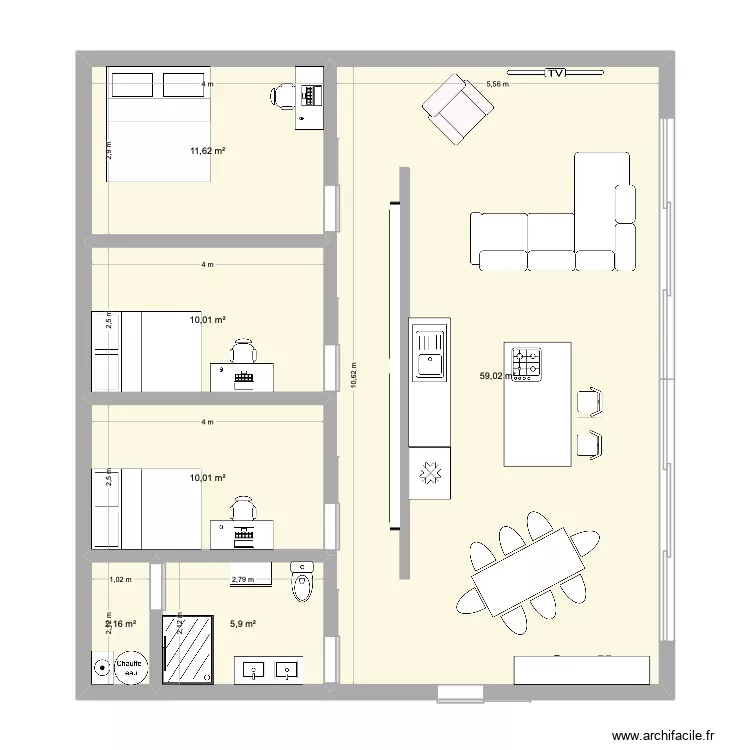 test3. Plan de 6  et 99 m²