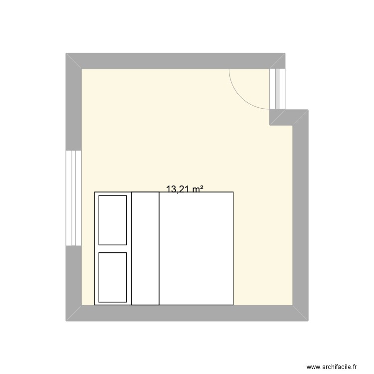 Chambre Leo. Plan de 1 pièce et 13 m2