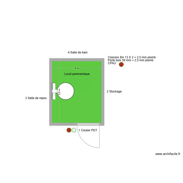 31066 Local panoramique. Plan de 1  et 5 m²