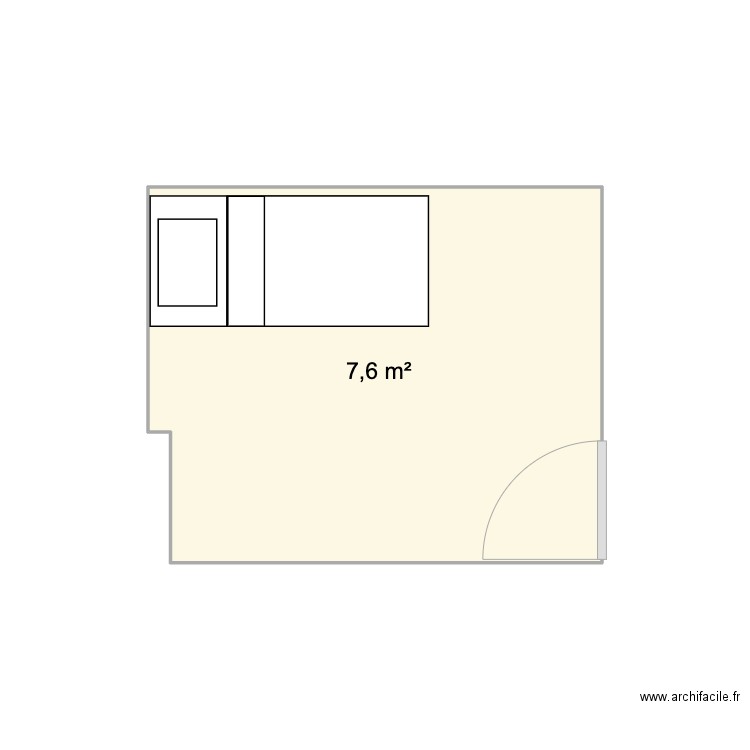 CHAMBRE LENY. Plan de 1 pièce et 8 m2