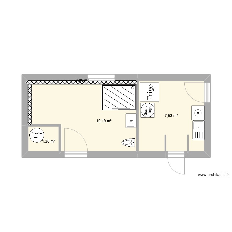 PLAN-GAR-22. Plan de 4 pièces et 19 m2