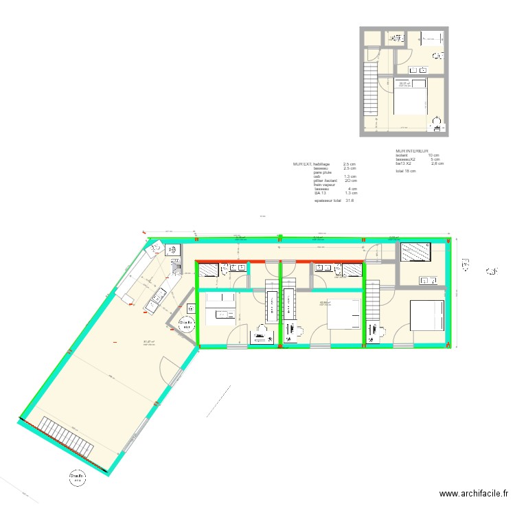 FOND4. Plan de 18 pièces et 253 m2